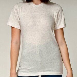 American Apparel Unisex Triblend Track Tee | Tri-Oatmeal | Size Small